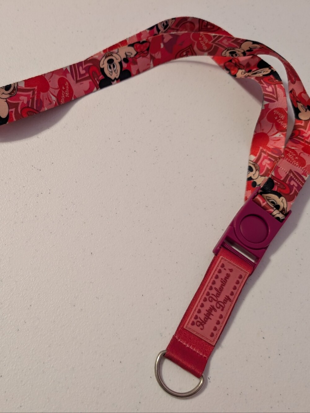 Disney Pink Mickey Mouse & Minnie Mouse Lanyard Valentine's Day Detachable